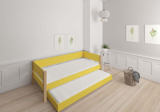 LIV Kinderbett 90 x 200 cm mit Ausziehbett Curry Gelb