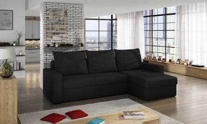 Livio Ecksofa 237 x 150 cm Schwarz (Velour)