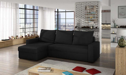 Livio Ecksofa 237 x 150 cm Schwarz (Velour)