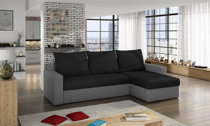 Livio Ecksofa 237 x 150 cm Schwarz / Grau (Velour)