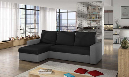 Livio Ecksofa 237 x 150 cm Schwarz / Grau (Velour)