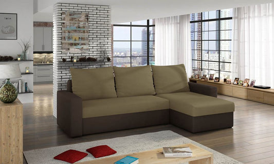 Livio Ecksofa 237 x 150 cm Dunkelbraun / Braun (Velour)