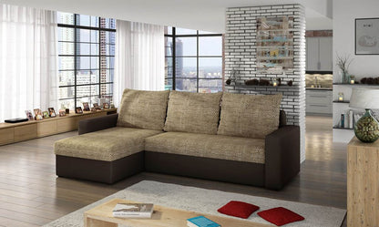 Livio Ecksofa 237 x 105 cm Braun / Dunkelbraun (Webstoff / Kunstleder)