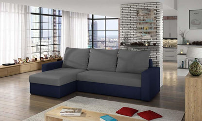 Livio Ecksofa 237 x 150 cm Grau / Blau (Velour)