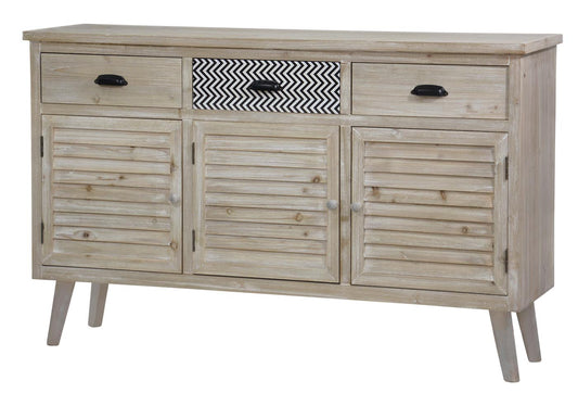 Loana Massivholz Sideboard 136 cm Paulownia Braun mit Verzierungen