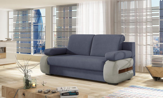 Laura Schlafsofa 202x79 cm Blau / Grau (Velour)