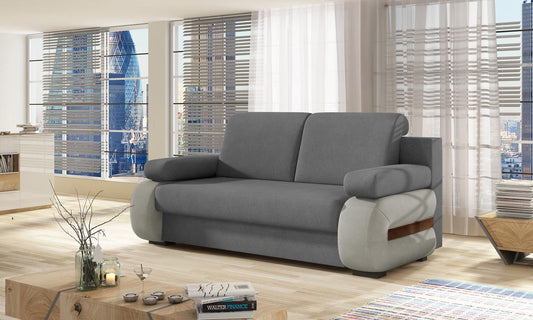 Laura Schlafsofa 202x79 cm Grau (Velour)