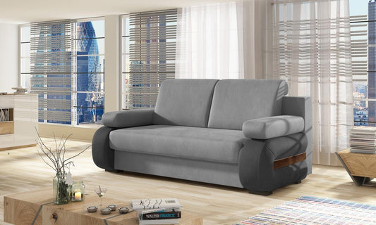 Laura Schlafsofa 202x79 cm Grau / Dunkelgrau (Samt)