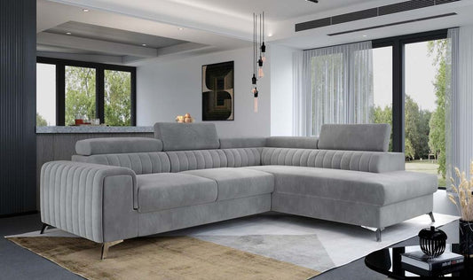 Laurence Ecksofa 278 x 205 cm Hellgrau (Samt)