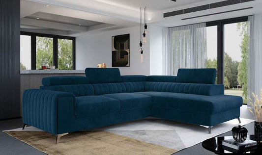 Laurence Ecksofa 278 x 205 cm Dunkelblau (Samt)