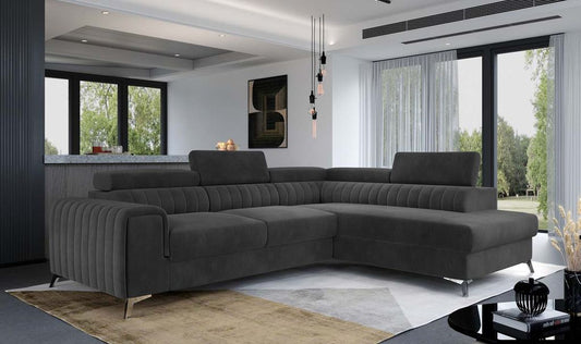 Laurence Ecksofa 278 x 205 cm Dunkelgrau (Samt)