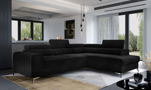 Laurence Ecksofa 278 x 205 cm Schwarz (Samt - Matt)