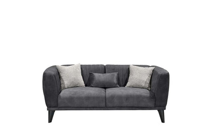 Lofty Schlafsofa 2-Sitzer 188 x 95 cm Anthrazit/Silber