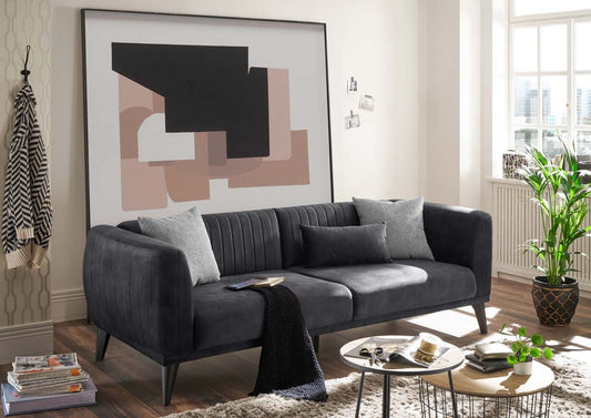 *Ausstellungsstück* Lofty Schlafsofa 3-Sitzer 235 x 95 cm Anthrazit/Silber