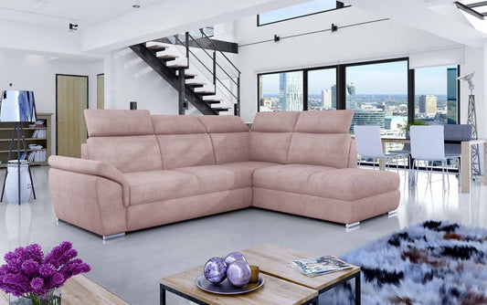 Loreto Ecksofa 260 x 210 cm Rosa (Velour - Omega)