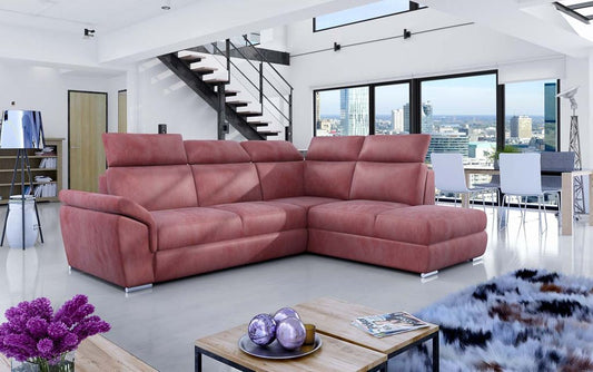 Loreto Ecksofa 260 x 210 cm Rosa (Samt)