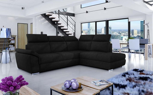 Loreto Ecksofa 260 x 210 cm Schwarz (Webstoff)