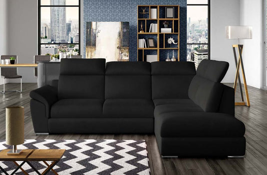 Loreto Ecksofa 260 x 210 cm Schwarz (Samt - Matt)