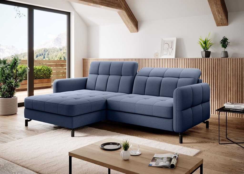 Lorelle Ecksofa 225 x 160 cm Blau (Velour)