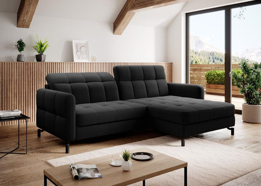 Lorelle Ecksofa 225 x 160 cm Schwarz (Webstoff)