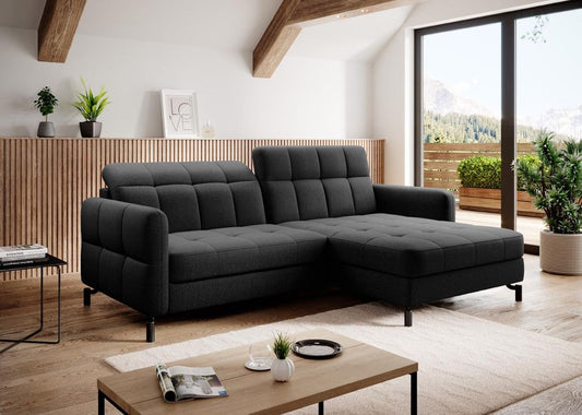 Lorelle Ecksofa 225 x 160 cm Schwarz (Webstoff - Sawana)