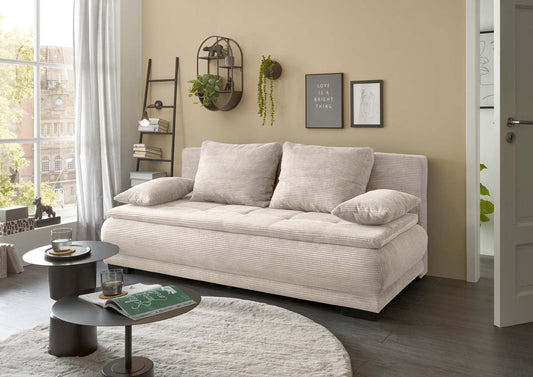 Loreen Schlafsofa 208 x 105 cm, inkl. Bettkasten, Beige