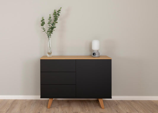 Tenzo Amelia Sideboard 107 cm Schwarz / Eiche