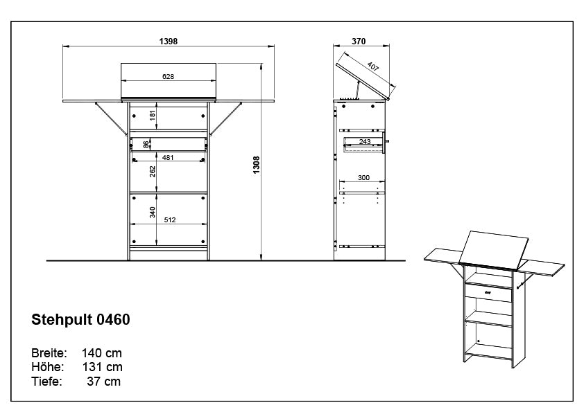 Stehpult Steingrau / Graphit