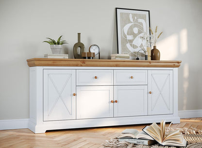 Marone Elite Sideboard 4-türig Weiß/Kiefer