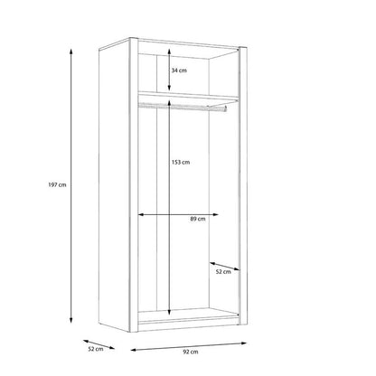 NATAL Kleiderschrank 2-türig Comano Pflaume