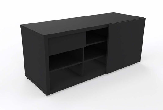 Mito Schiebetürenschrank 150 x 57 cm Sideboard Schwarz Matt