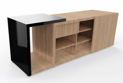 Mito Schiebetürenschrank 189 x 57 cm Sideboard Bernstein Eiche Hochglanz