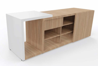 Mito Schiebetürenschrank 189 x 57 cm Sideboard Bernstein Eiche Hochglanz