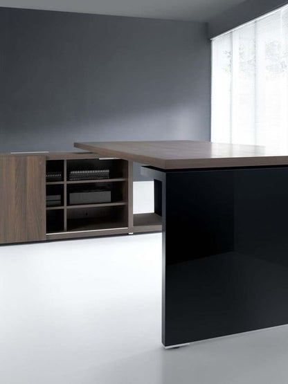 Mito Schiebetürenschrank 189 x 57 cm Sideboard Bernstein Eiche Hochglanz