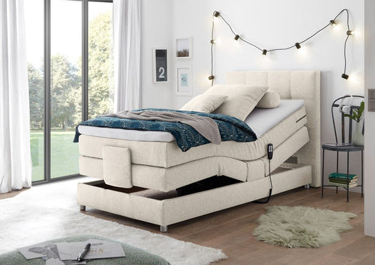 MANOLO Boxspringbett mit Motor 90x200cm elektrisch Beige