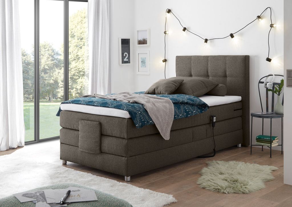 MANOLO Boxspringbett mit Motor 120x200cm elektrisch Stone