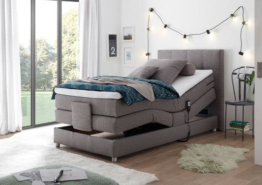 MANOLO Boxspringbett mit Motor 120x200cm elektrisch Silber