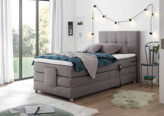 MANOLO Boxspringbett mit Motor 90x200cm elektrisch Silber