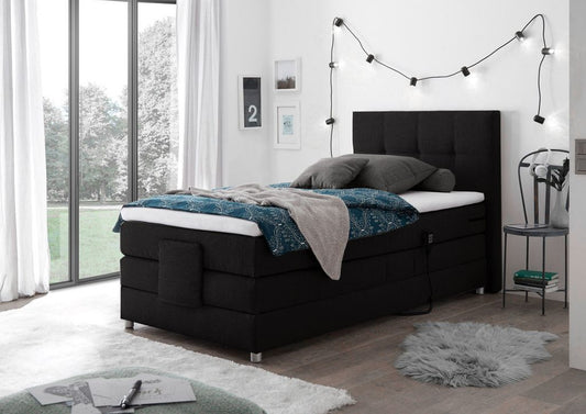 MANOLO Boxspringbett mit Motor 90x200cm elektrisch Schwarz