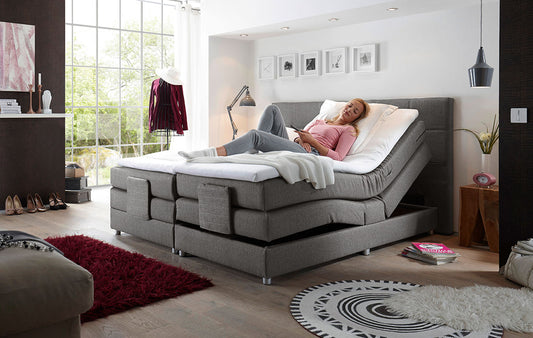 MANOLO Boxspringbett mit Motor 180x200cm elektrisch Grau