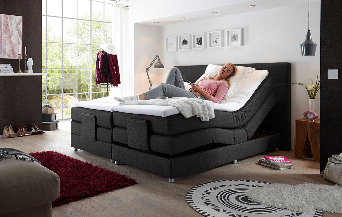 MANOLO Boxspringbett mit Motor 180x200cm elektrisch Anthrazit