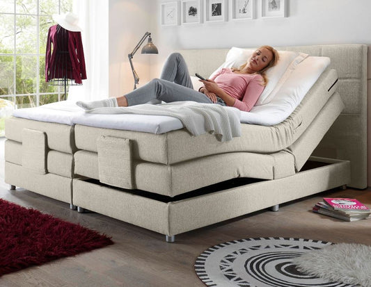 MANOLO Boxspringbett mit Motor 180x200cm elektrisch Beige - Froschkönig24