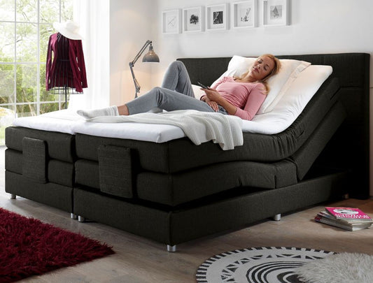 MANOLO Boxspringbett mit Motor 180x200cm elektrisch Schwarz - Froschkönig24