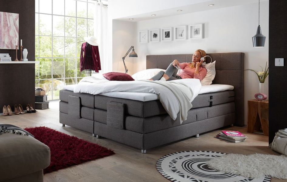 MANOLO Boxspringbett mit Motor 180x200cm elektrisch Stone - Froschkönig24