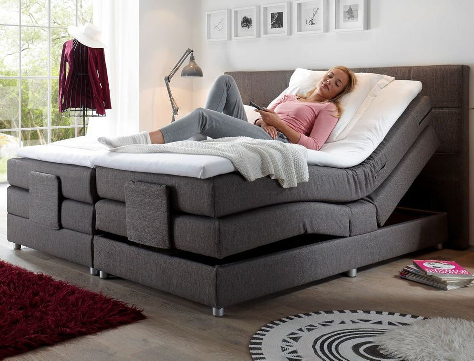 MANOLO Boxspringbett mit Motor 180x200cm elektrisch Stone - Froschkönig24