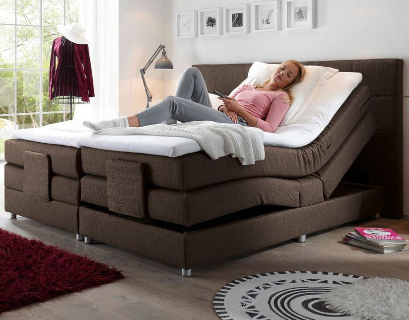 MANOLO Boxspringbett mit Motor 180x200cm elektrisch Mokka - Froschkönig24