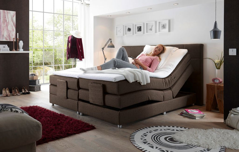 MANOLO Boxspringbett mit Motor 180x200cm elektrisch Mokka - Froschkönig24