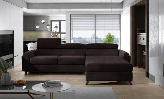 Mariall Ecksofa 300 x 190 cm Dunkelbraun (Samt)