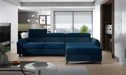 Mariall Ecksofa 300 x 190 cm Blau (Samt)