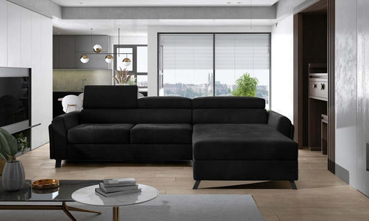 Mariall Ecksofa 300 x 190 cm Schwarz (Samt - Matt)